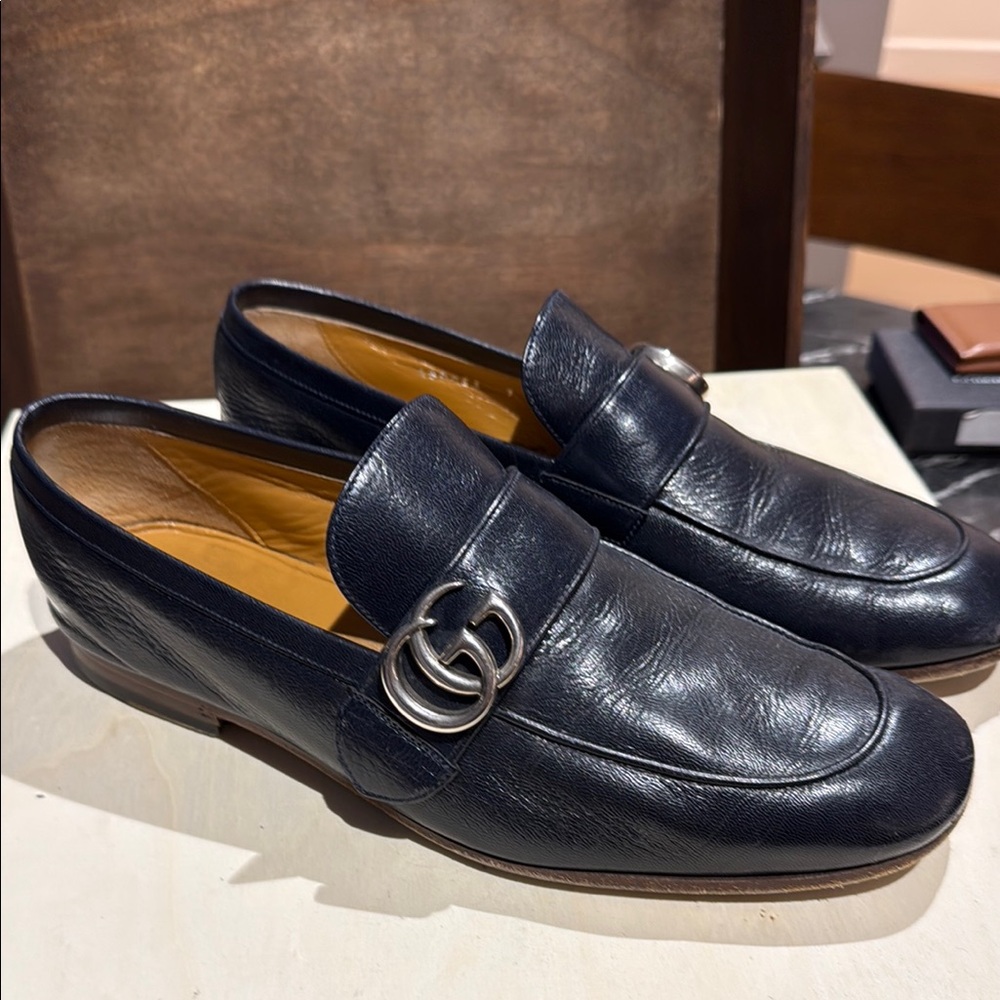 GUCCI Men’s Donnie Loafers Blue Leather SZ 7 fits US 8-8.5